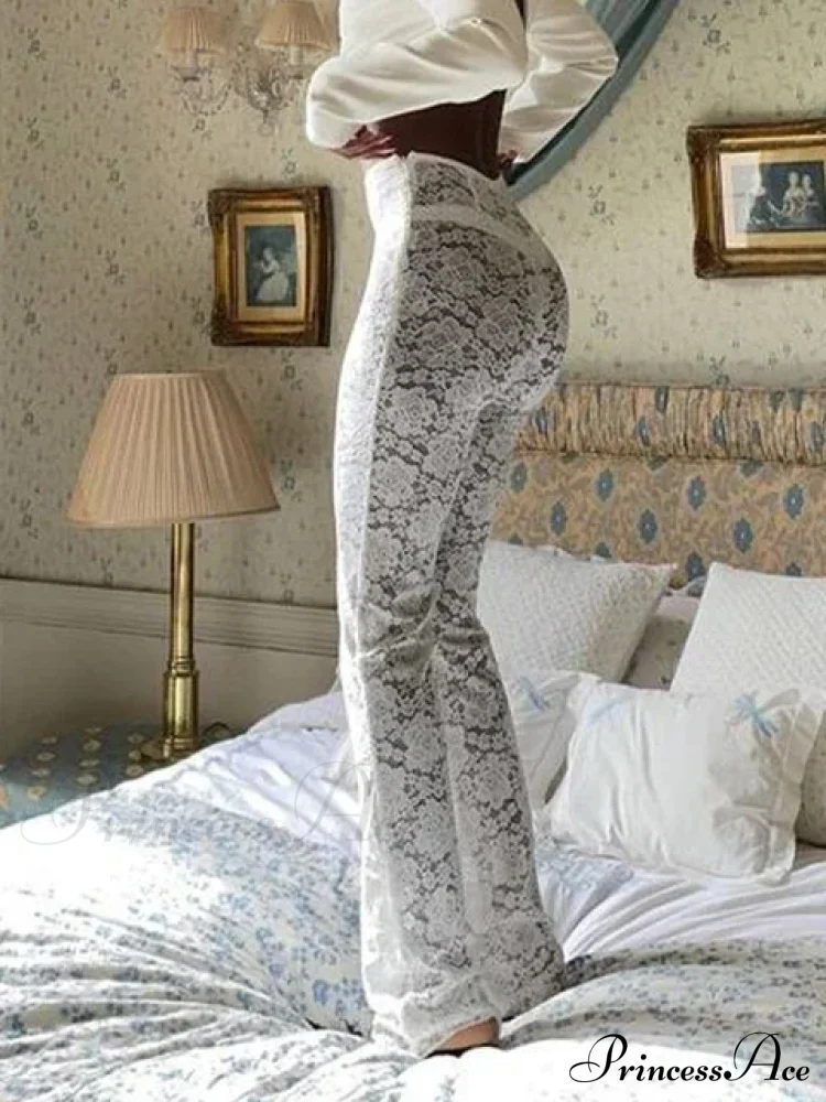 High Waist Stylish Sheer Lace Pants - Image 5