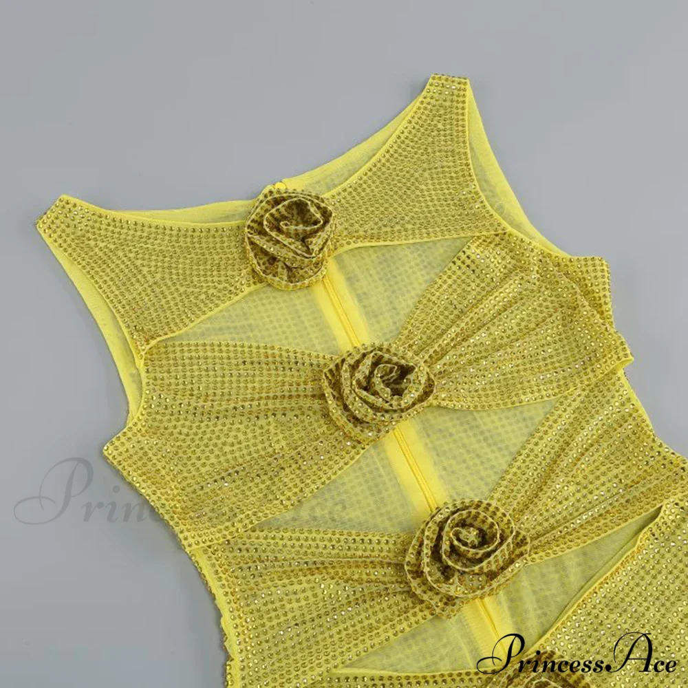 Sequin Flower Details Cut Graceful Out Bodycon Mini Dress - Image 14