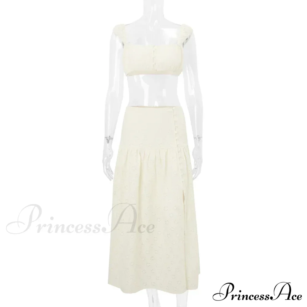 Embroidered Print Bralette Charming And Maxi Skirt Set - Image 9