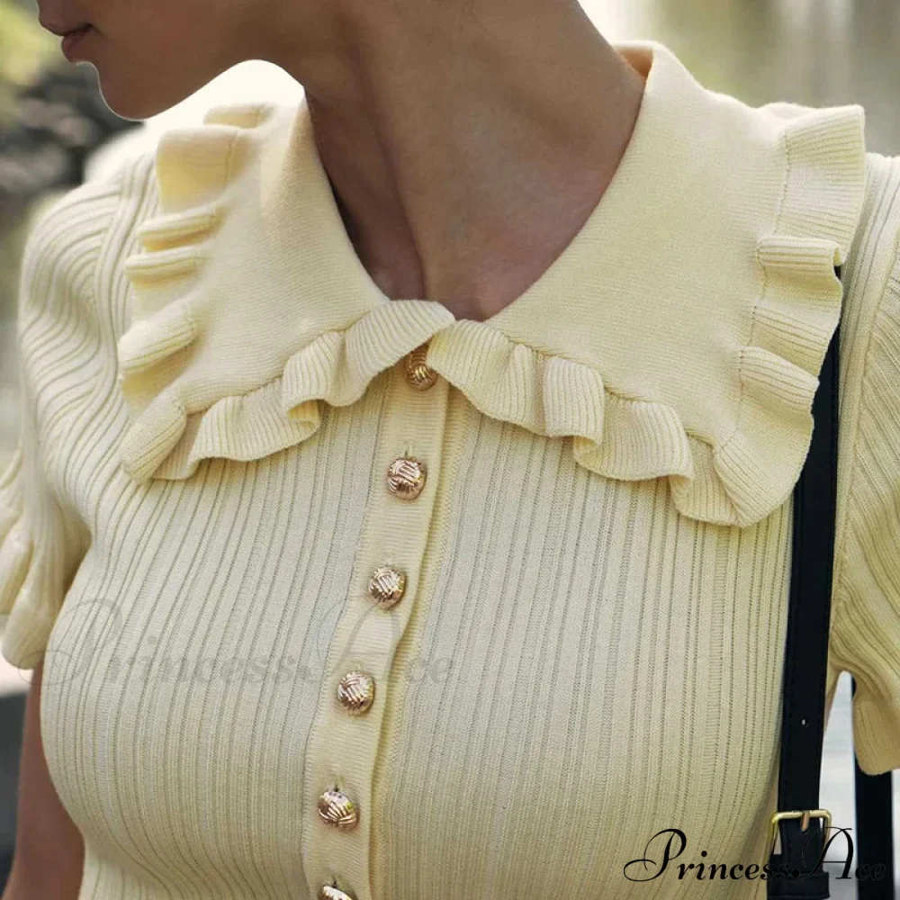 Frill Collar Short Charming Sleeve Mini Dress - Image 11