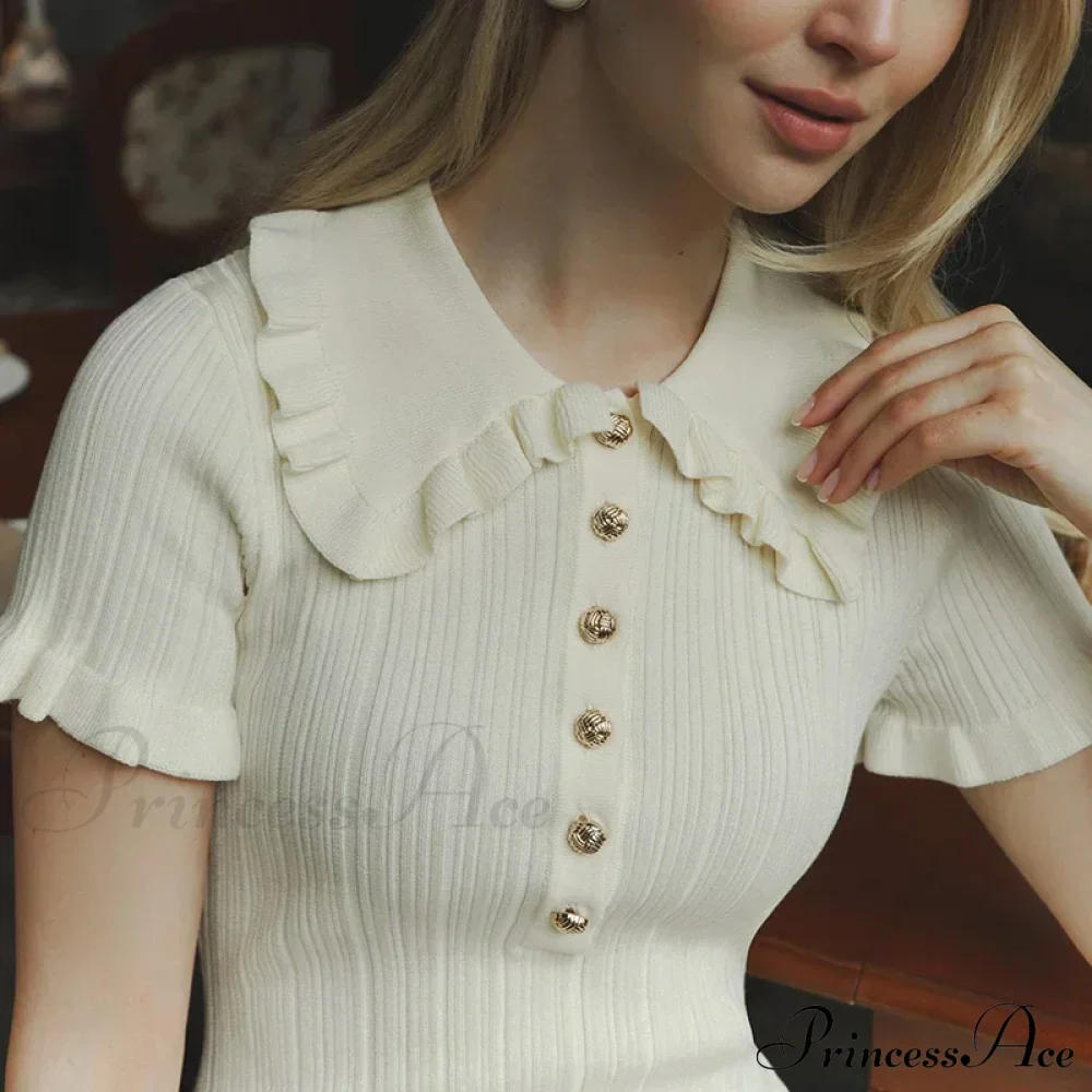 Frill Collar Short Charming Sleeve Mini Dress - Image 6