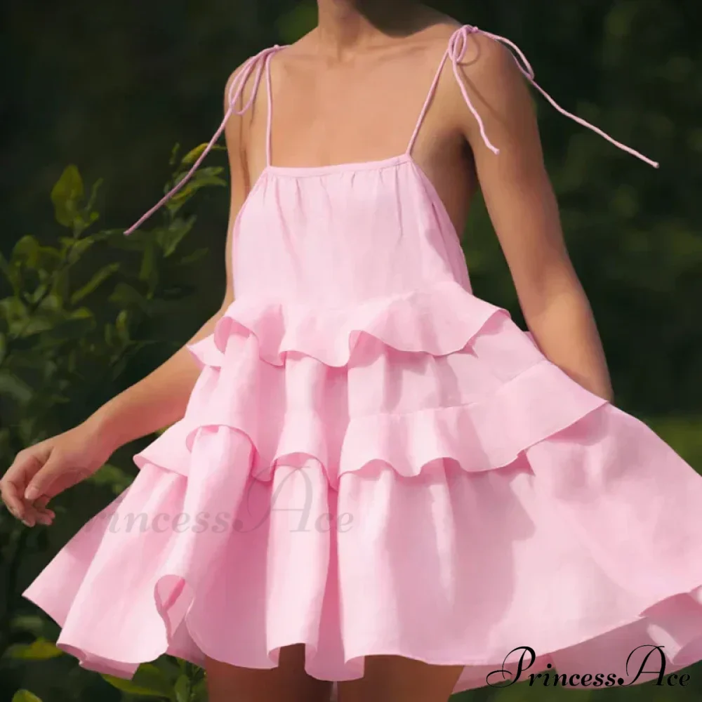 Multi-Tiered Ruffles Stylish Strappy Mini Dress - Image 2