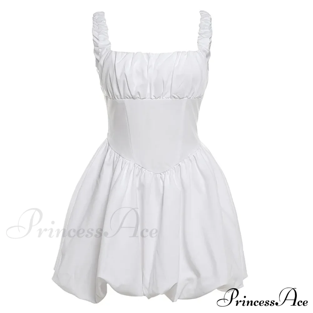 Puff Flare Square Charming Neck Strap Mini Dress - Image 8