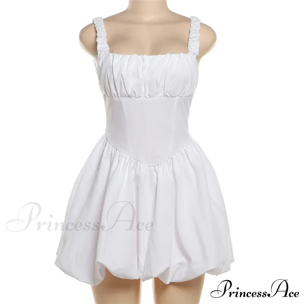 Puff Flare Square Charming Neck Strap Mini Dress - Image 9