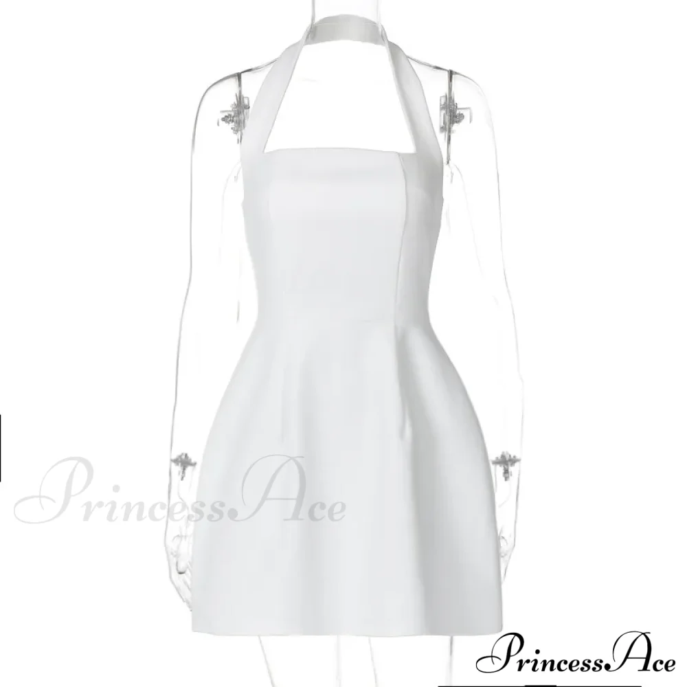 Halter Solid Stylish Mini Dress - Image 6