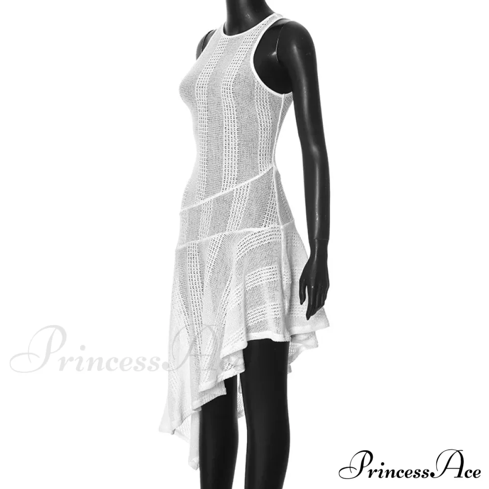Knit White Asymmetrical Charming Tank Midi Dress - Image 15