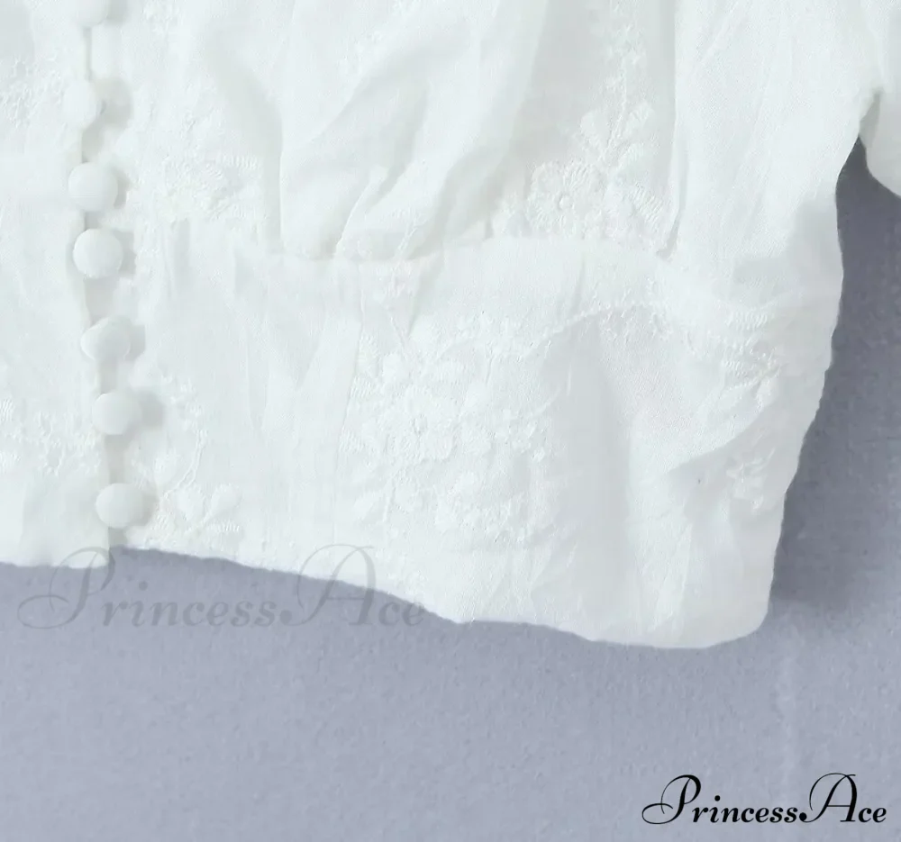 Embroidery White Crop Top Graceful And Midi Skirt Set - Image 8