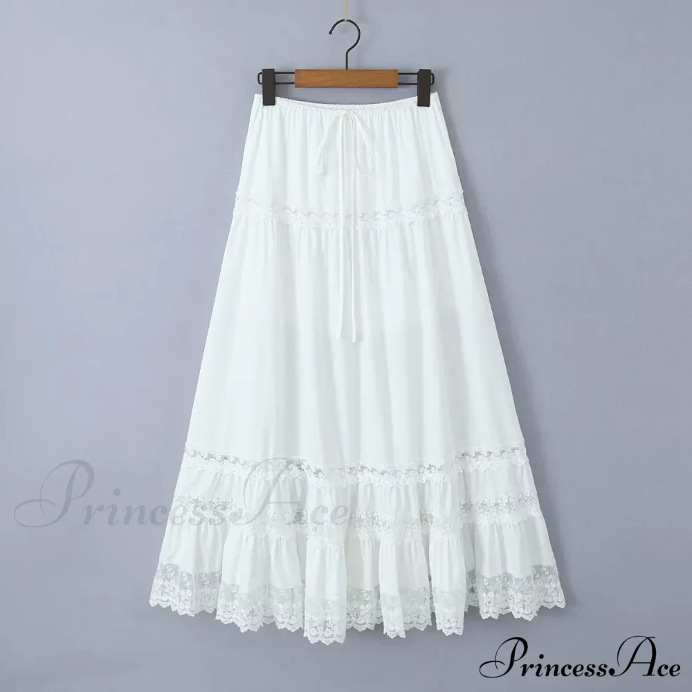 Embroidery White Crop Top Graceful And Midi Skirt Set - Image 9