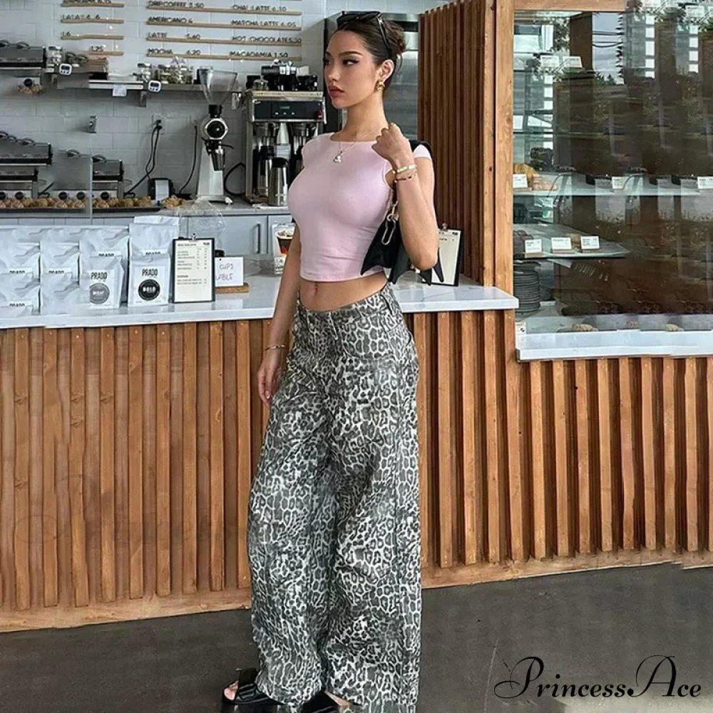 Leopard Print Stylish Straight Trousers