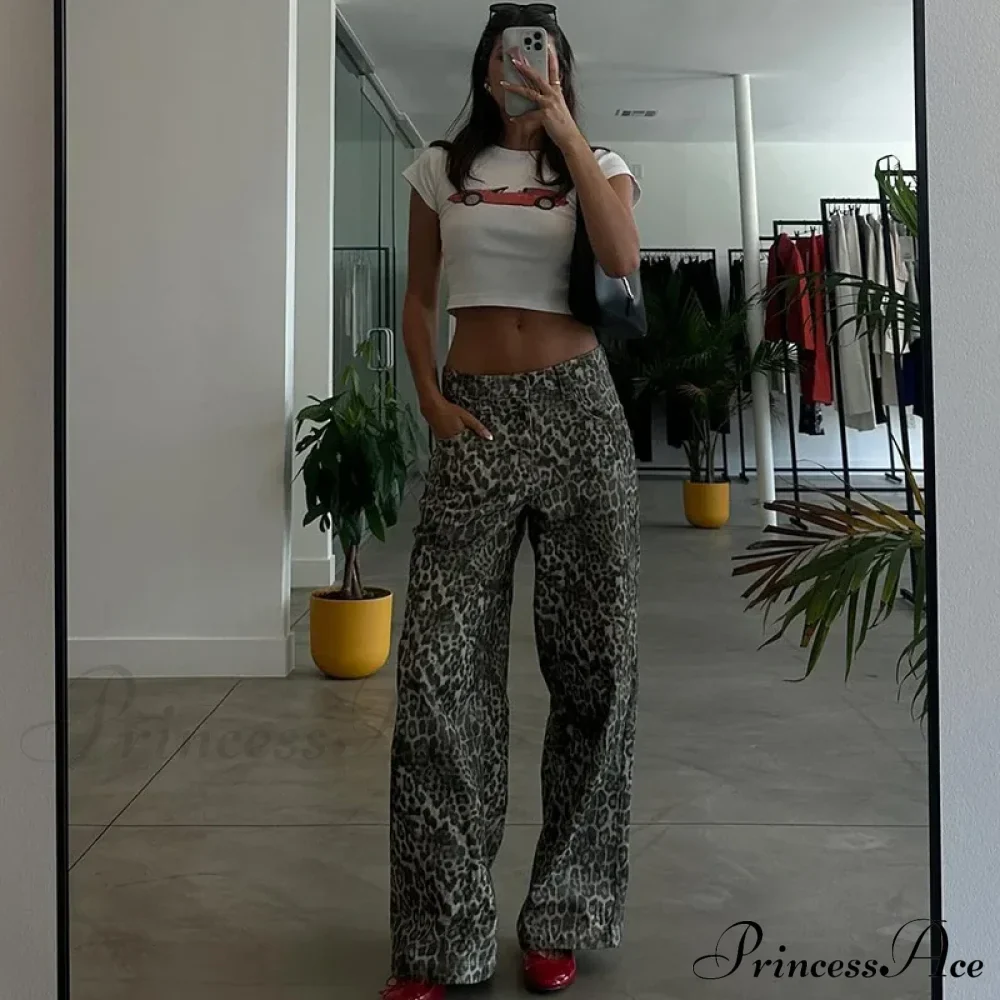 Leopard Print Stylish Straight Trousers - Image 14