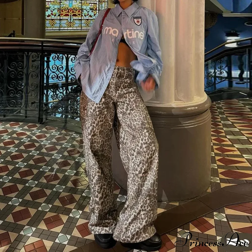 Leopard Print Stylish Straight Trousers - Image 16