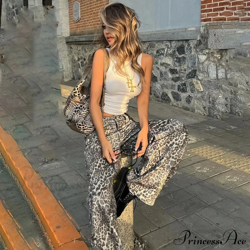 Leopard Print Stylish Straight Trousers - Image 4