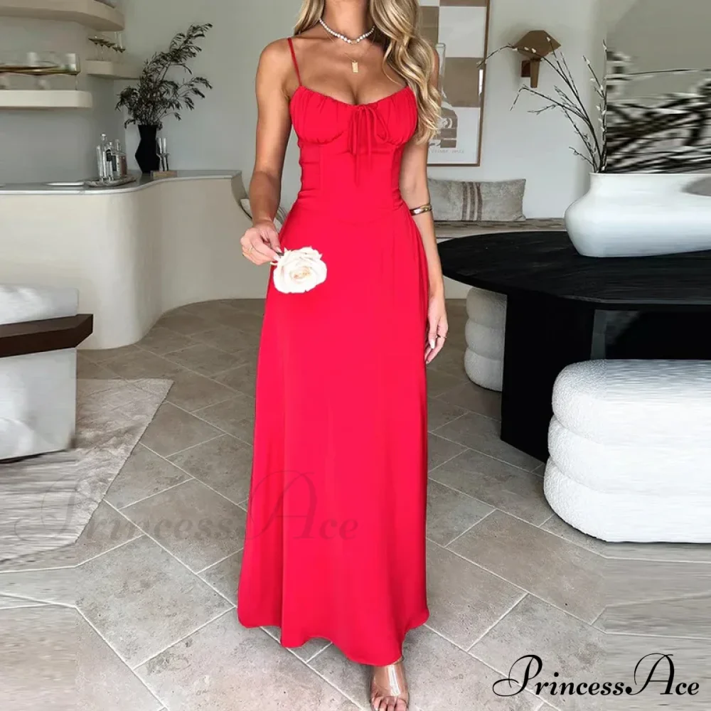 Cami Tie Up Charming Solid Maxi Dress - Image 5