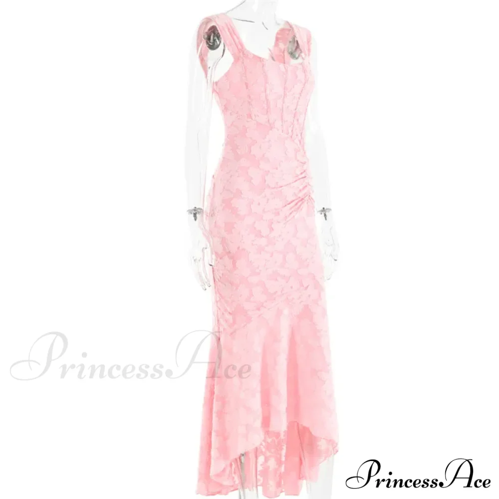 Lace Textured Strap Charming Wrap Midi Dress - Image 12