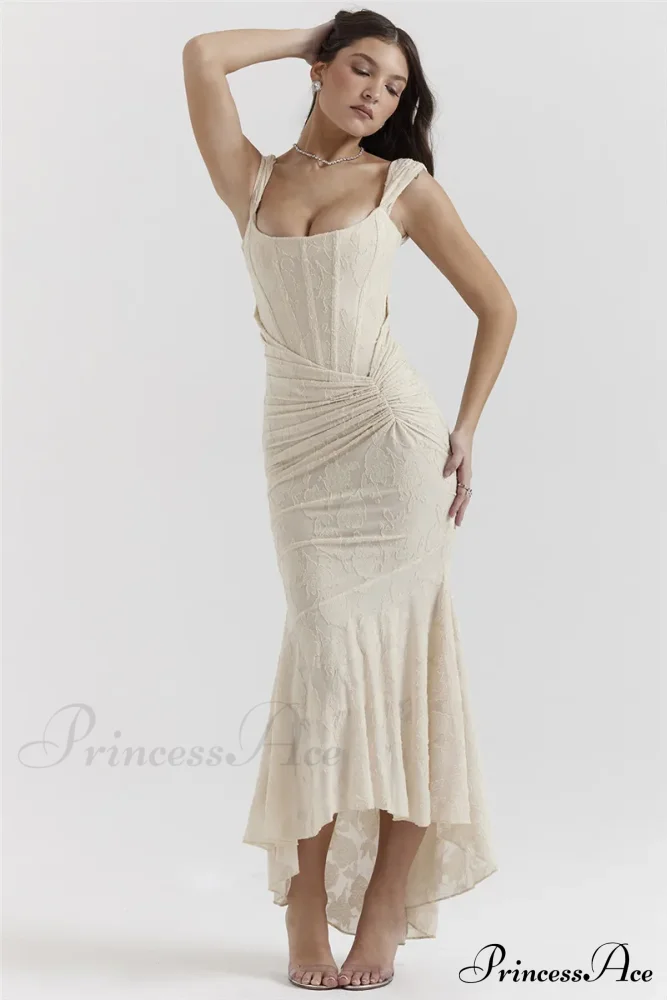 Lace Textured Strap Charming Wrap Midi Dress - Image 22