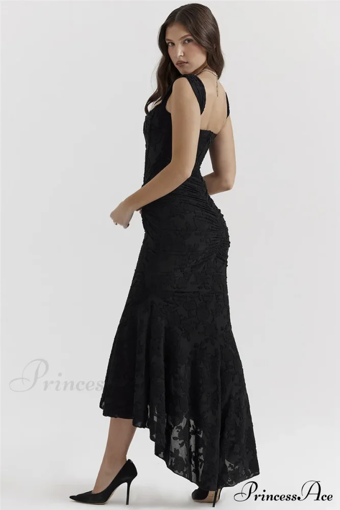Lace Textured Strap Charming Wrap Midi Dress - Image 38