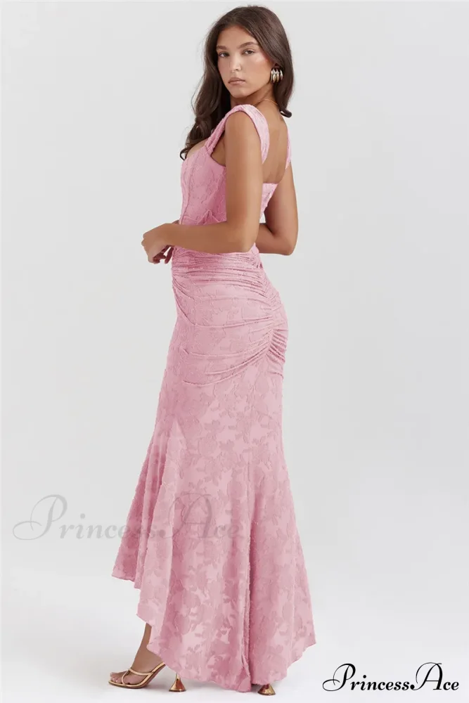 Lace Textured Strap Charming Wrap Midi Dress - Image 5