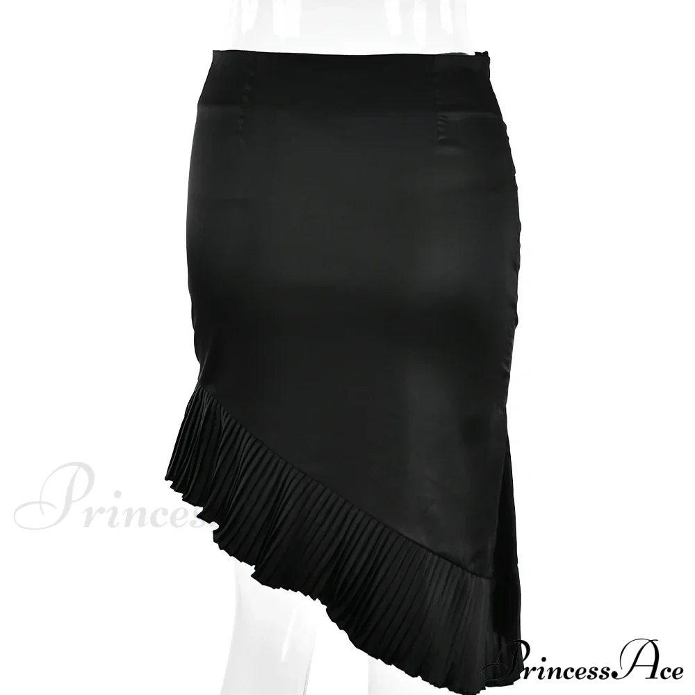 Satin Pleated Stylish Trim Midi Skirt - Image 8
