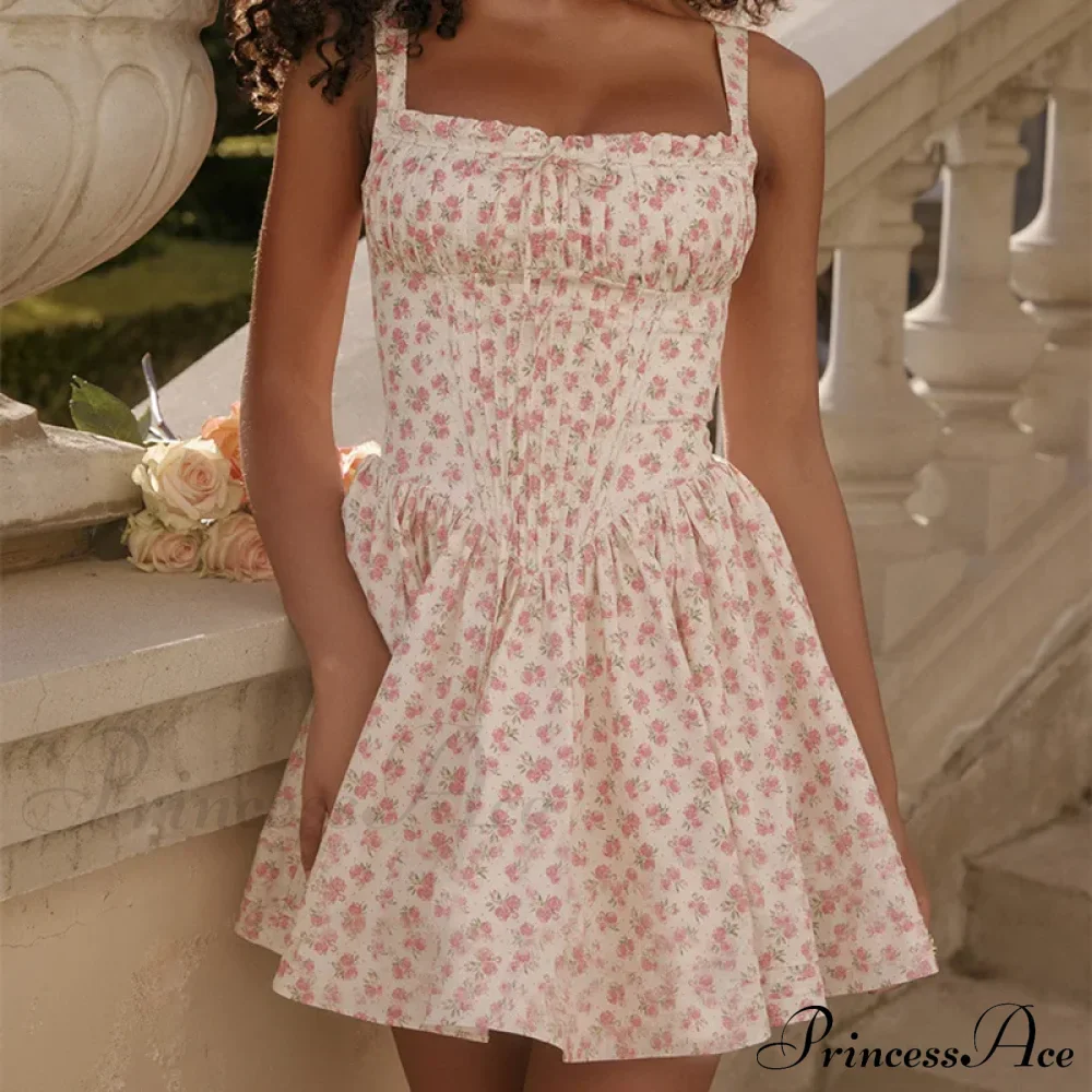 Printed Square Neck Corset Mini Dress - Image 11