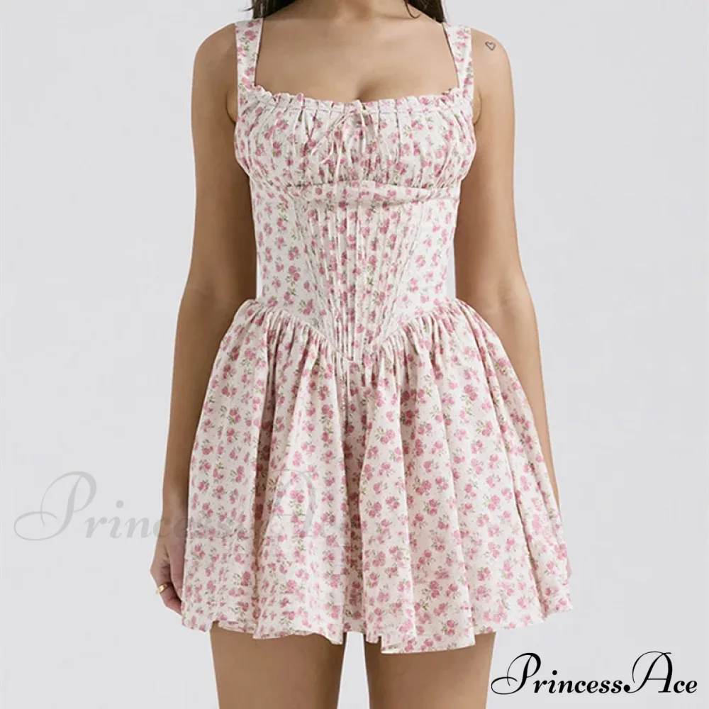 Printed Square Neck Corset Mini Dress - Image 13