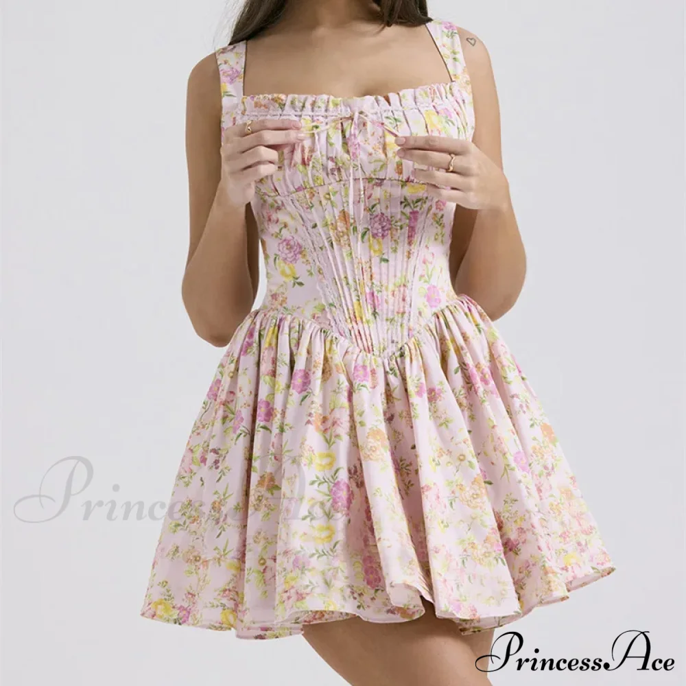 Printed Square Neck Corset Mini Dress - Image 14