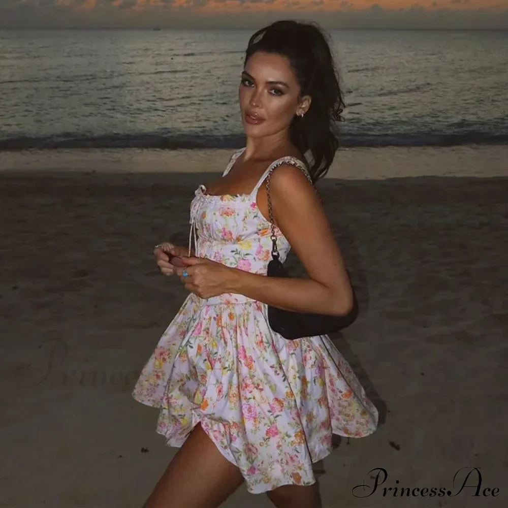 Printed Square Neck Corset Mini Dress - Image 15