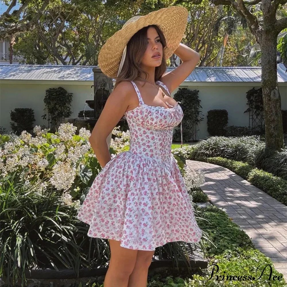 Printed Square Neck Corset Mini Dress - Image 18