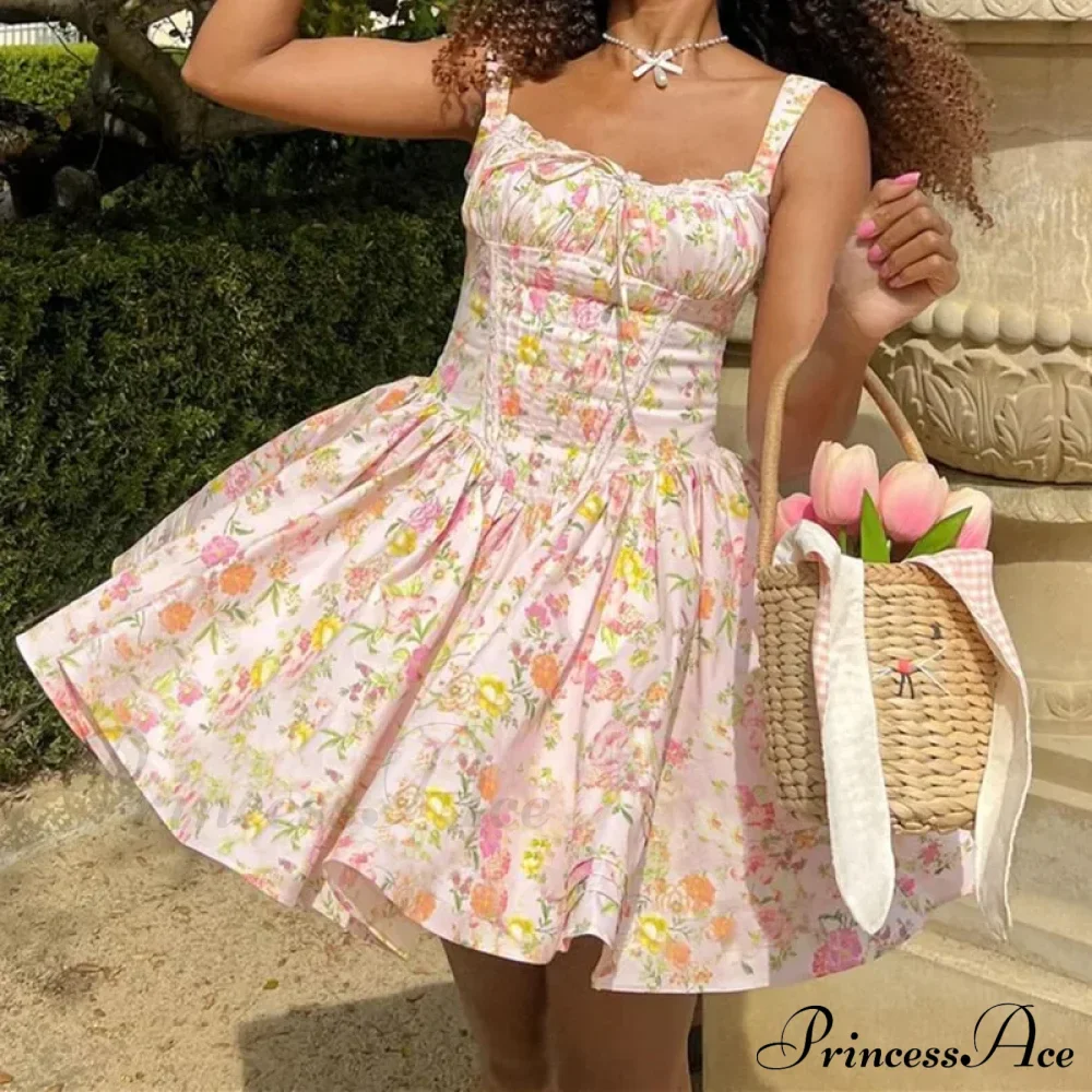 Printed Square Neck Corset Mini Dress - Image 9
