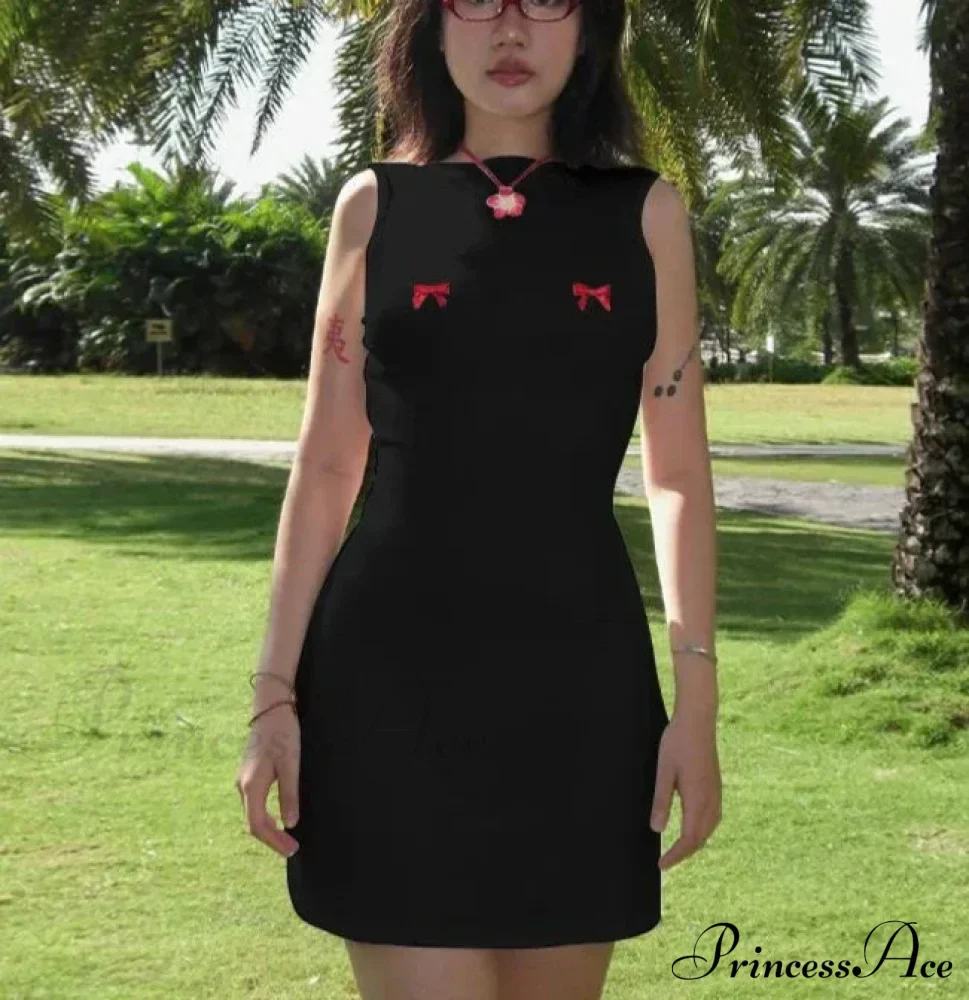 Bows Open Back Charming Sleeveless Mini Dress - Image 5