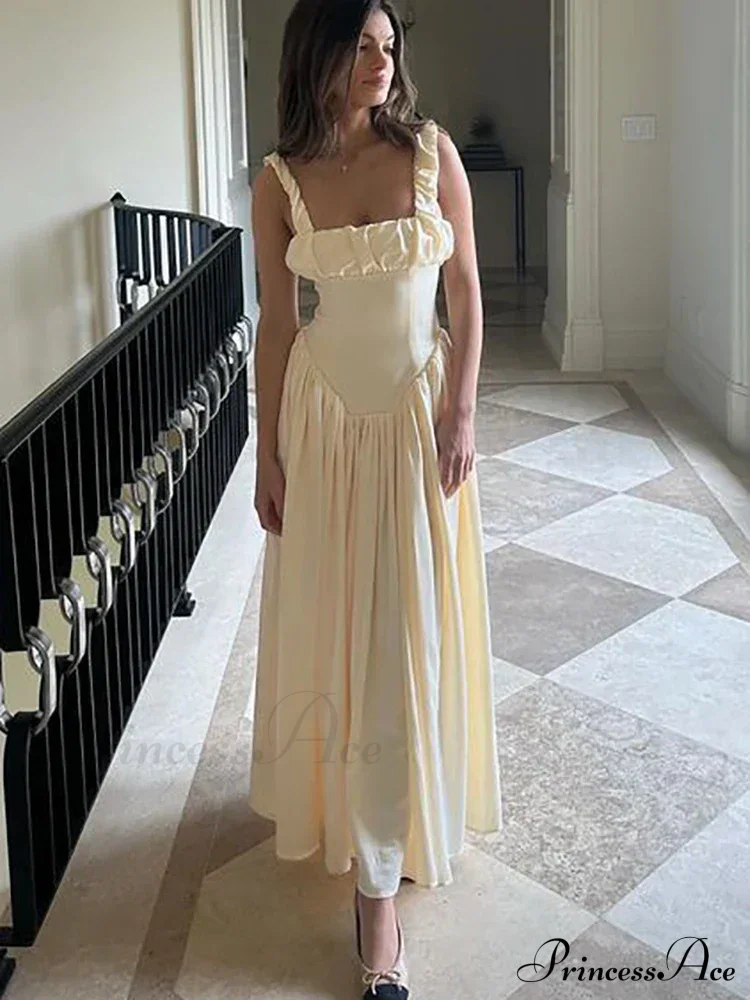 Ruched Strap Stylish Frill Maxi Dress - Image 4