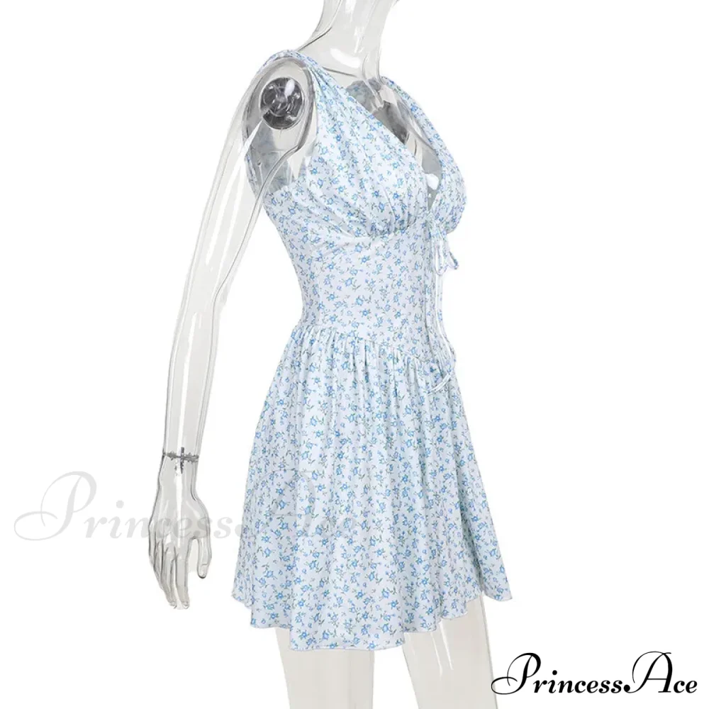 Floral V-neck Stylish Flare Mini Dress - Image 7