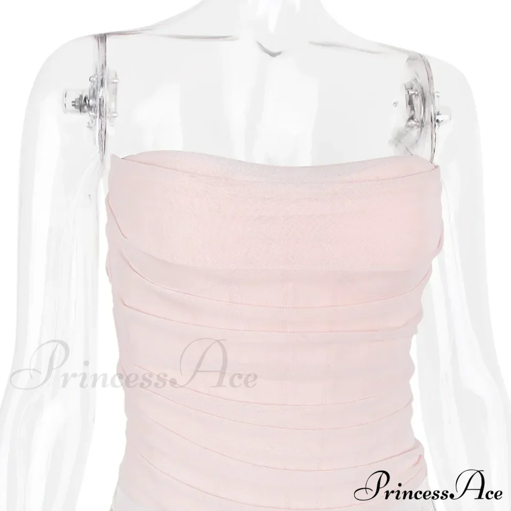 Pink Mesh Stylish Tube Corset Top - Image 10