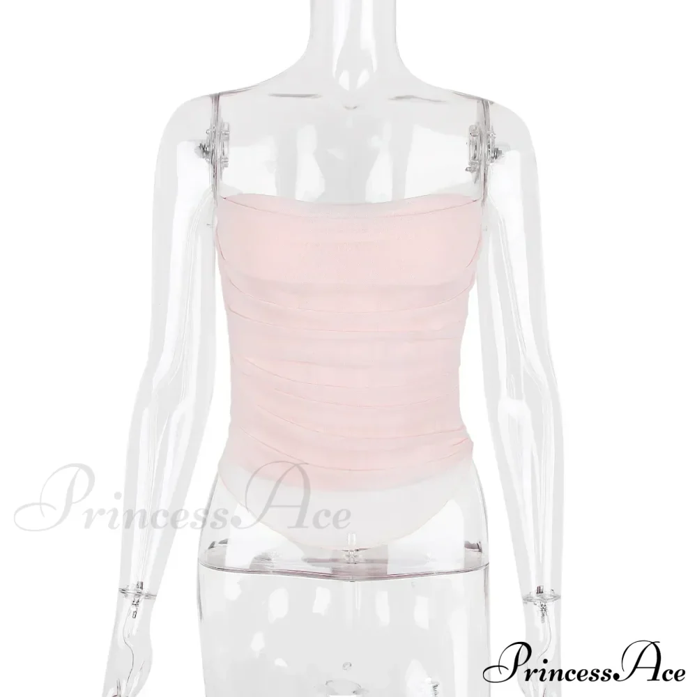 Pink Mesh Stylish Tube Corset Top - Image 8
