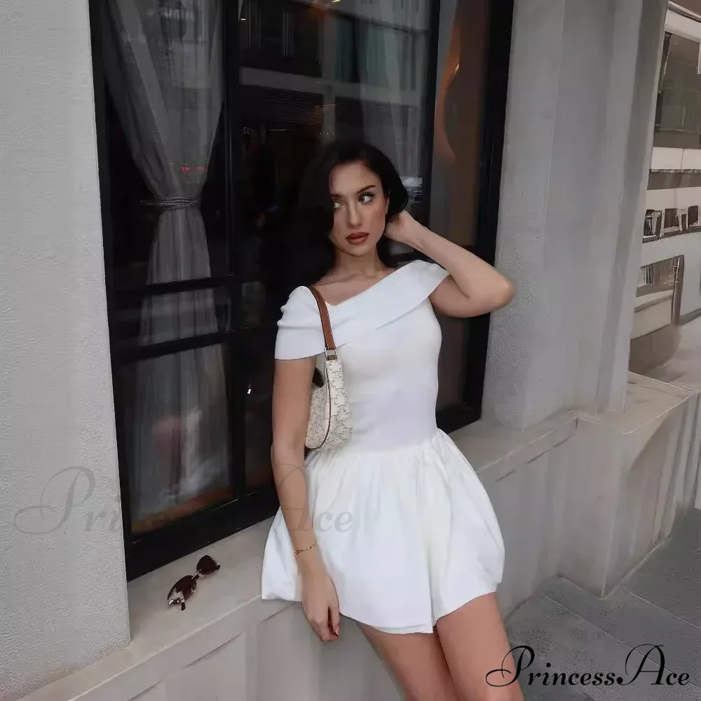 Off Shoulder Stylish Pleated Mini Dress - Image 18