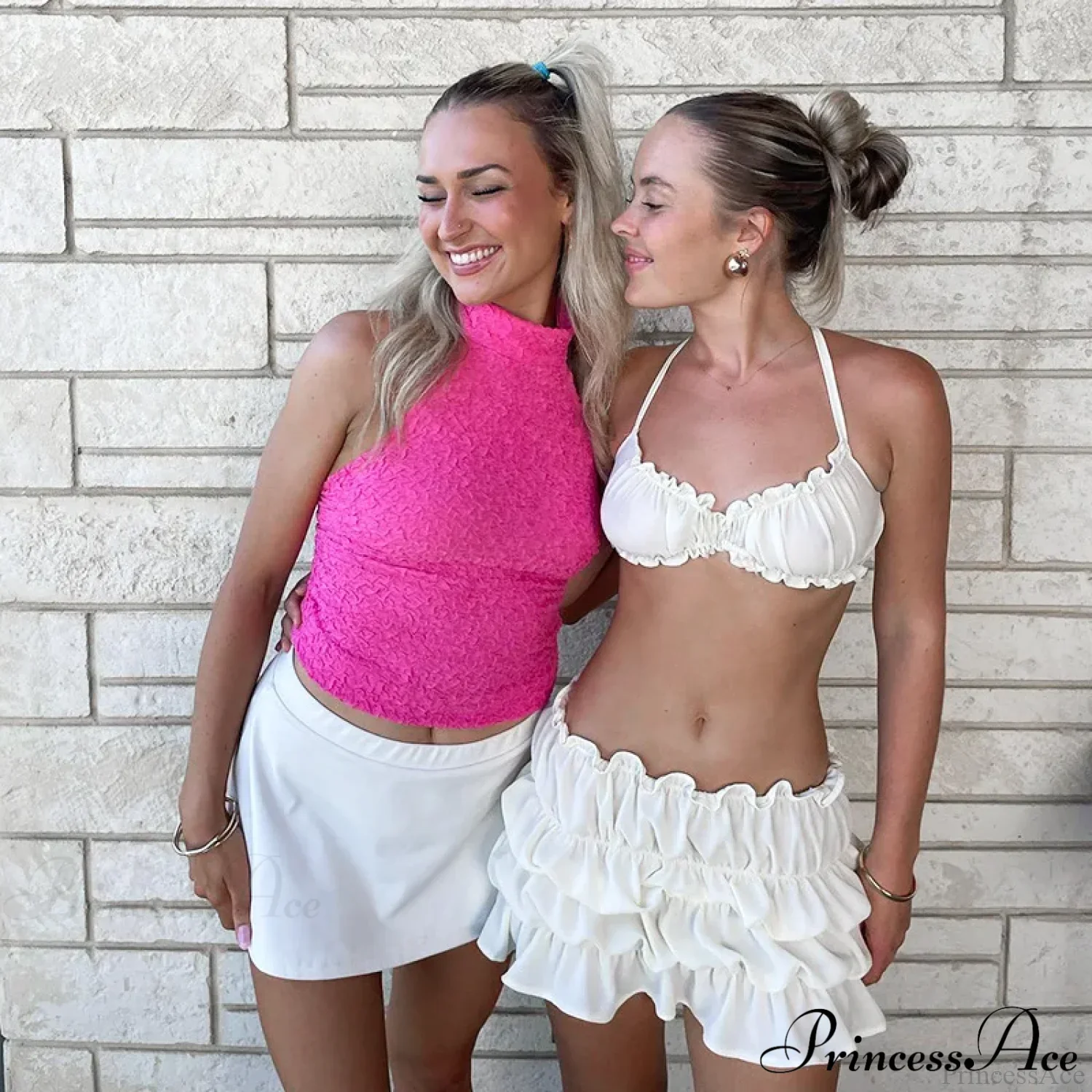 Ruched Bralette And Charming Mini Skirt Set - Image 13