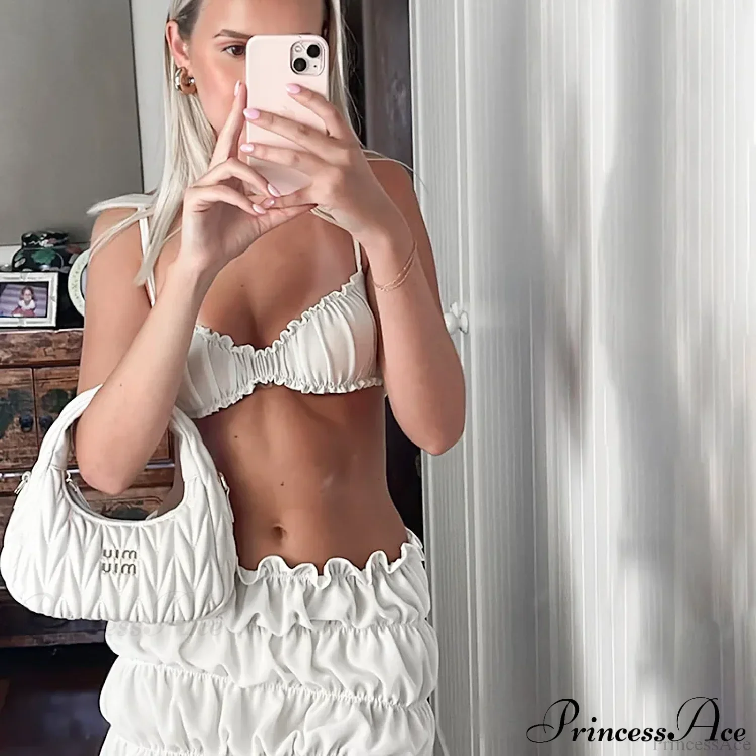 Ruched Bralette And Charming Mini Skirt Set - Image 14