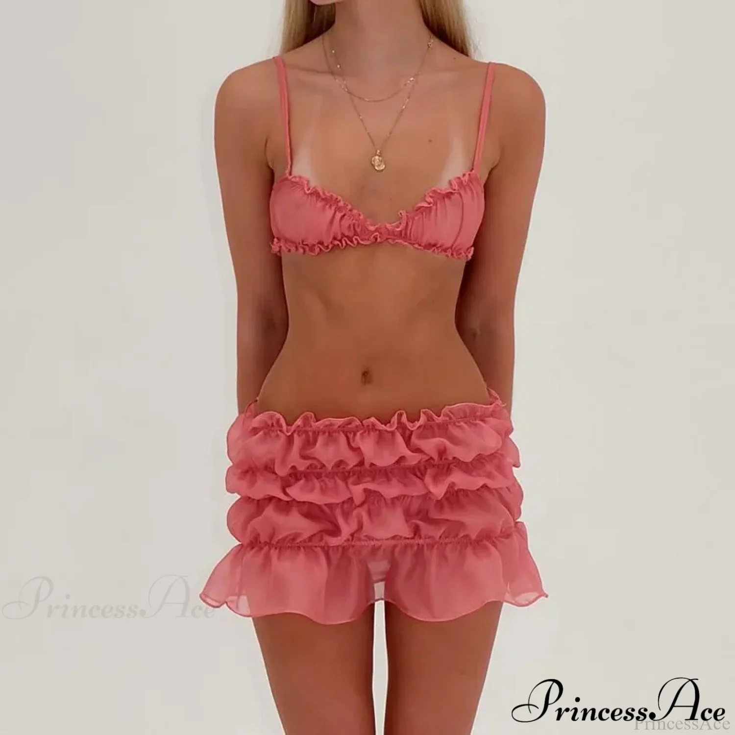 Ruched Bralette And Charming Mini Skirt Set - Image 17