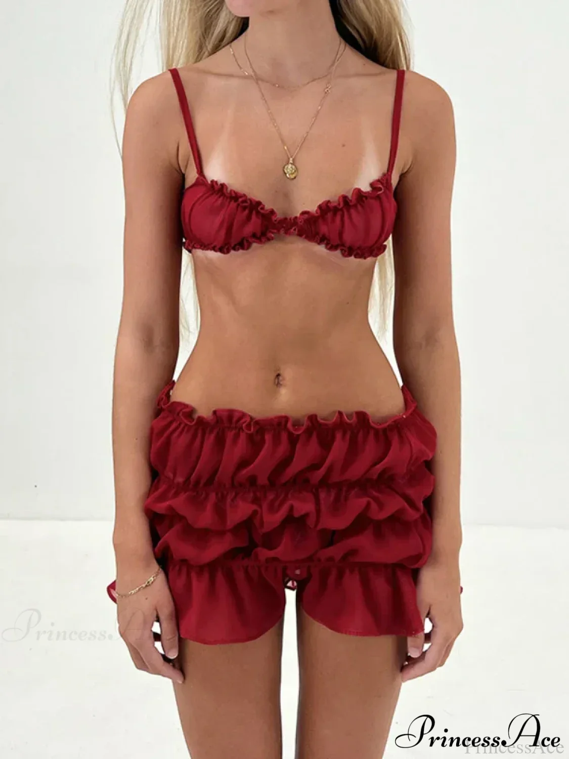 Ruched Bralette And Charming Mini Skirt Set - Image 2