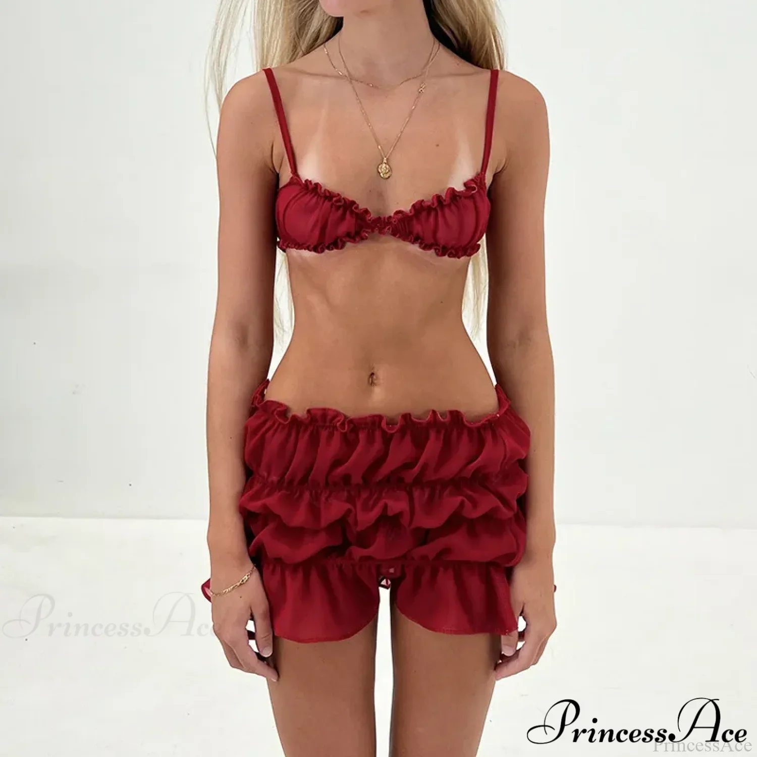 Ruched Bralette And Charming Mini Skirt Set - Image 8