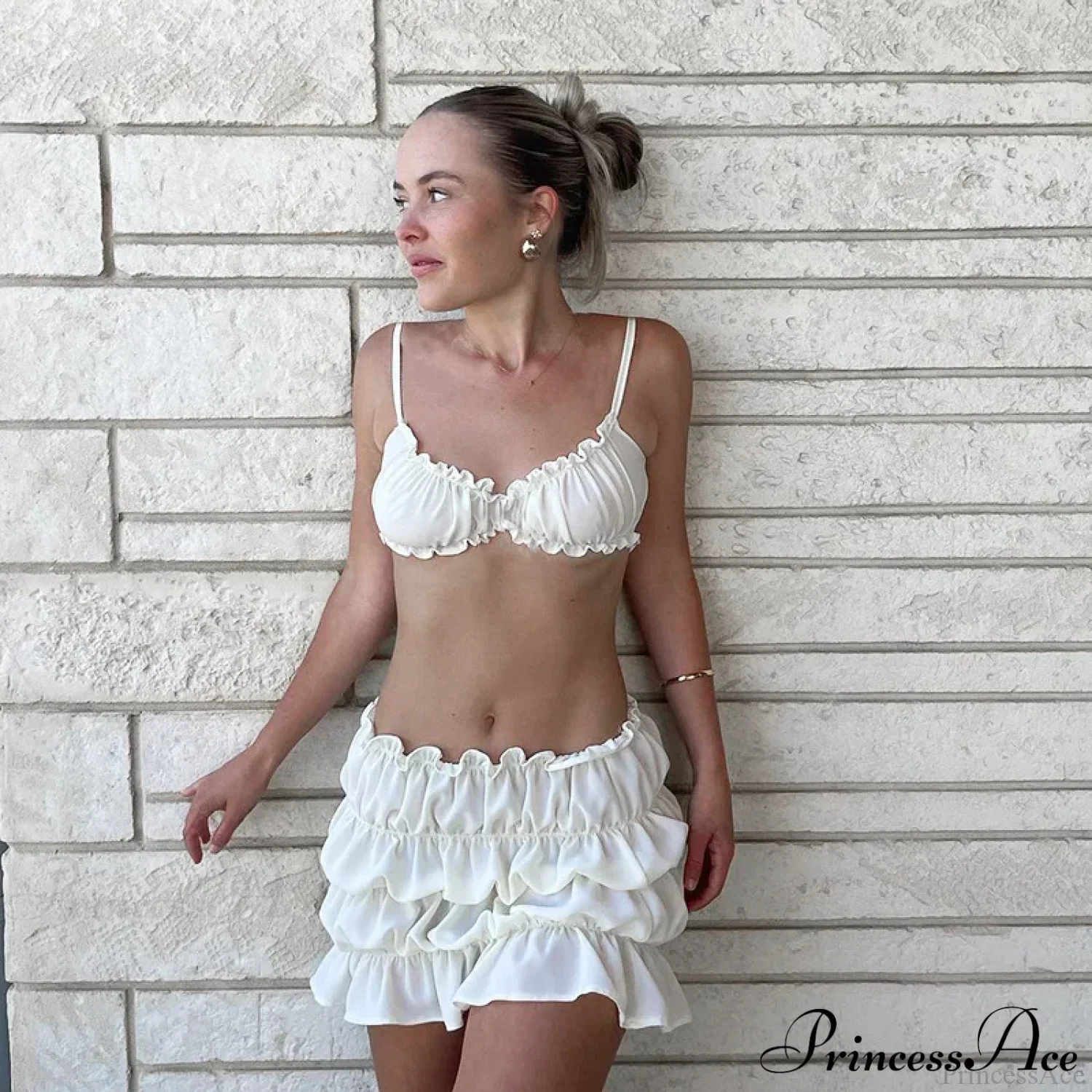 Ruched Bralette And Charming Mini Skirt Set - Image 9