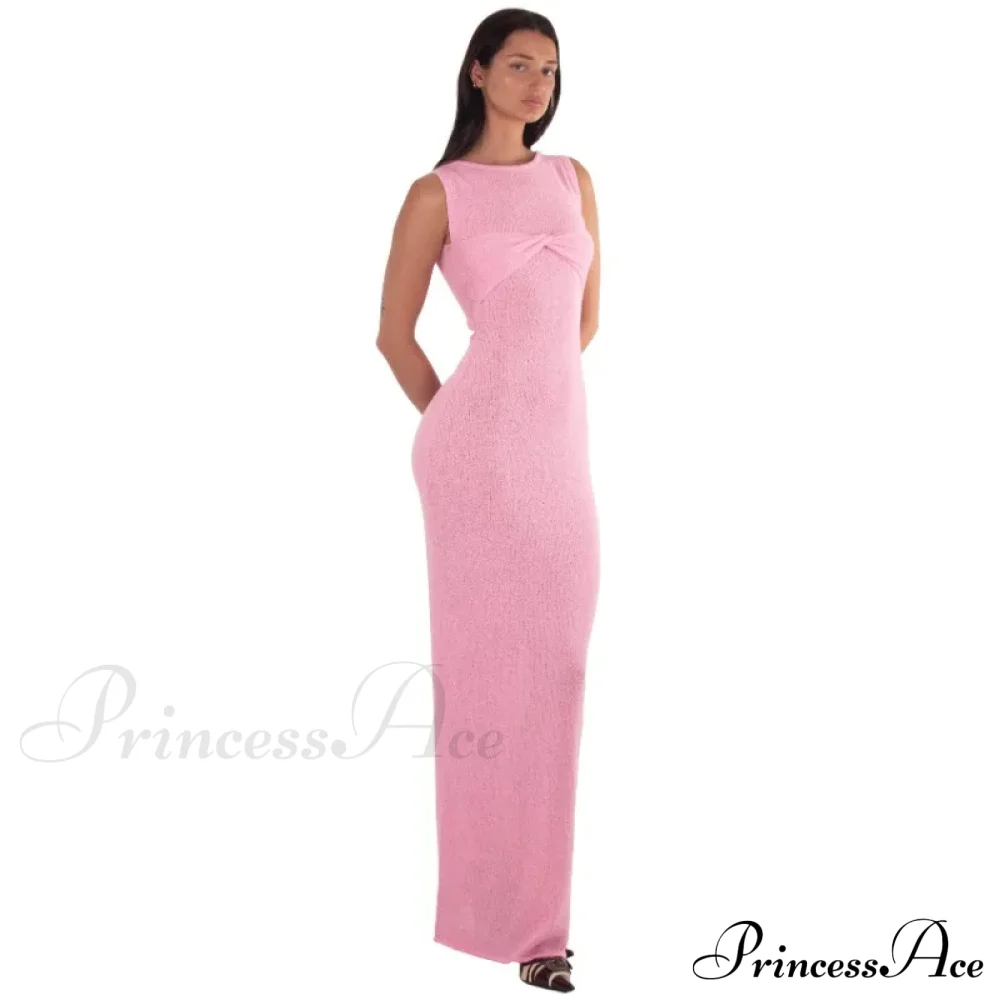 Ribbed Knit Bandeau Charming Sleeveless Midi Dress - Image 10