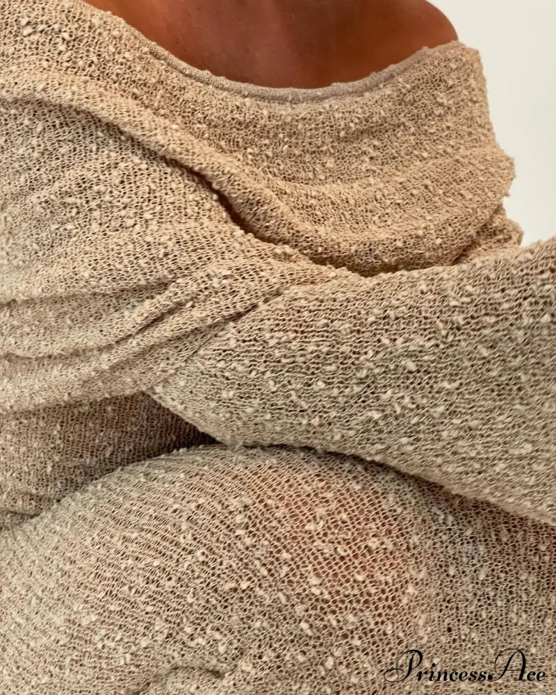 Knit Off-Shoulder Long Sleeve Maxi Dress - Image 12