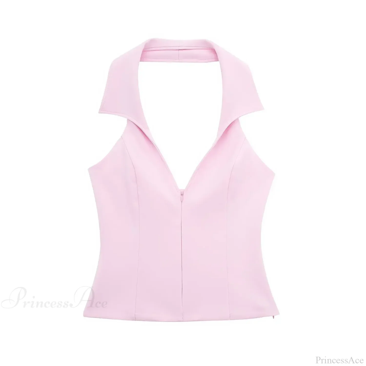 Pink Halter Sleeveless Charming Top And Skort Set - Image 4