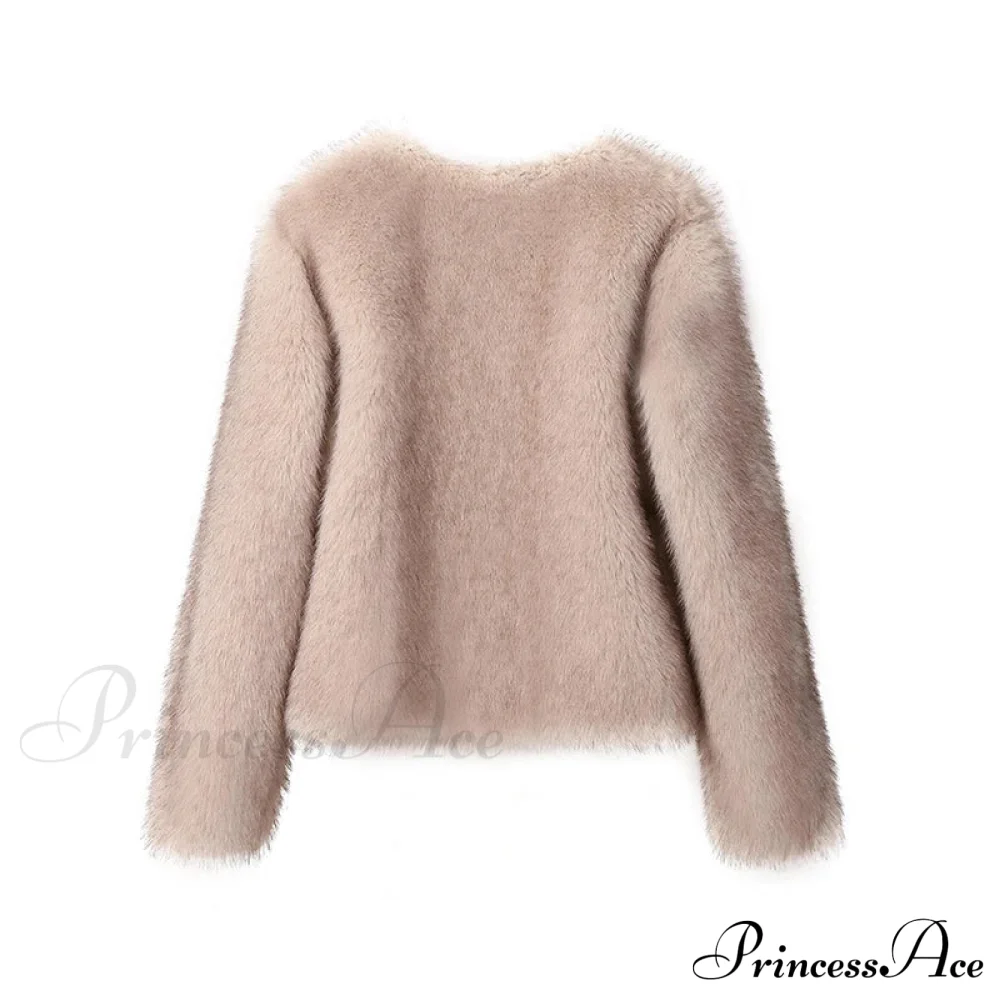 Cropped Faux Stylish Fur Coat - Image 15