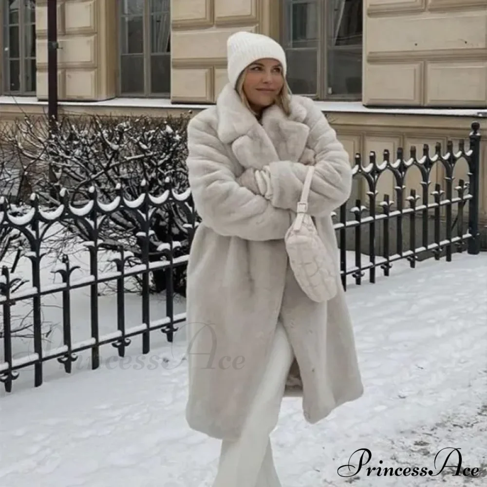 Faux Fur Stylish Long Belted Coat - Image 27