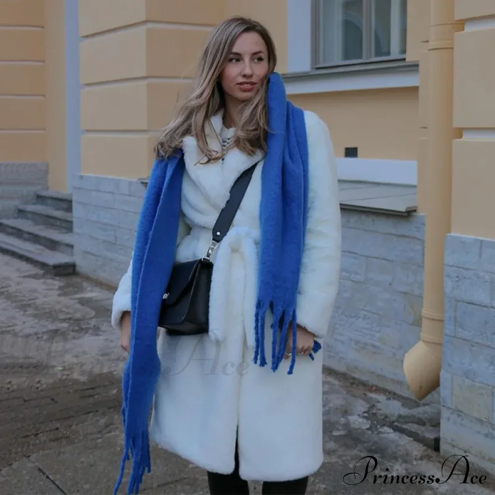 Faux Fur Stylish Long Belted Coat - Image 29
