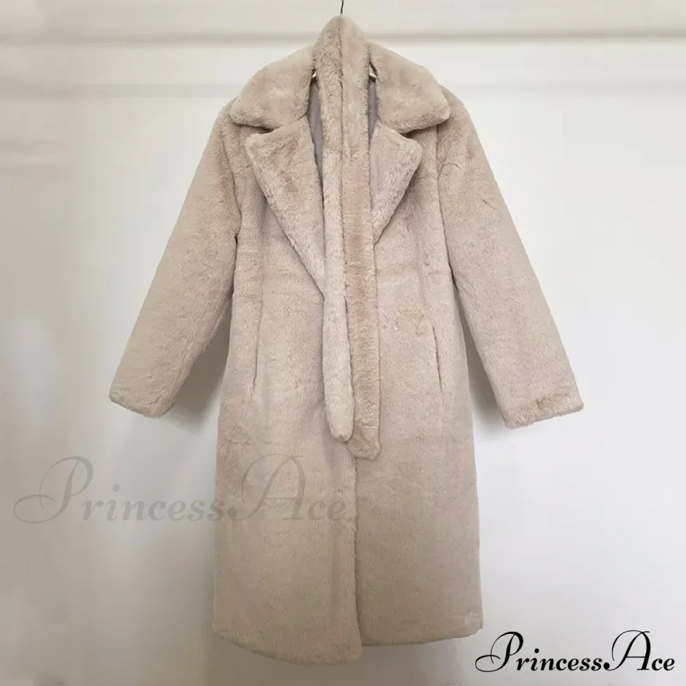 Faux Fur Stylish Long Belted Coat - Image 9
