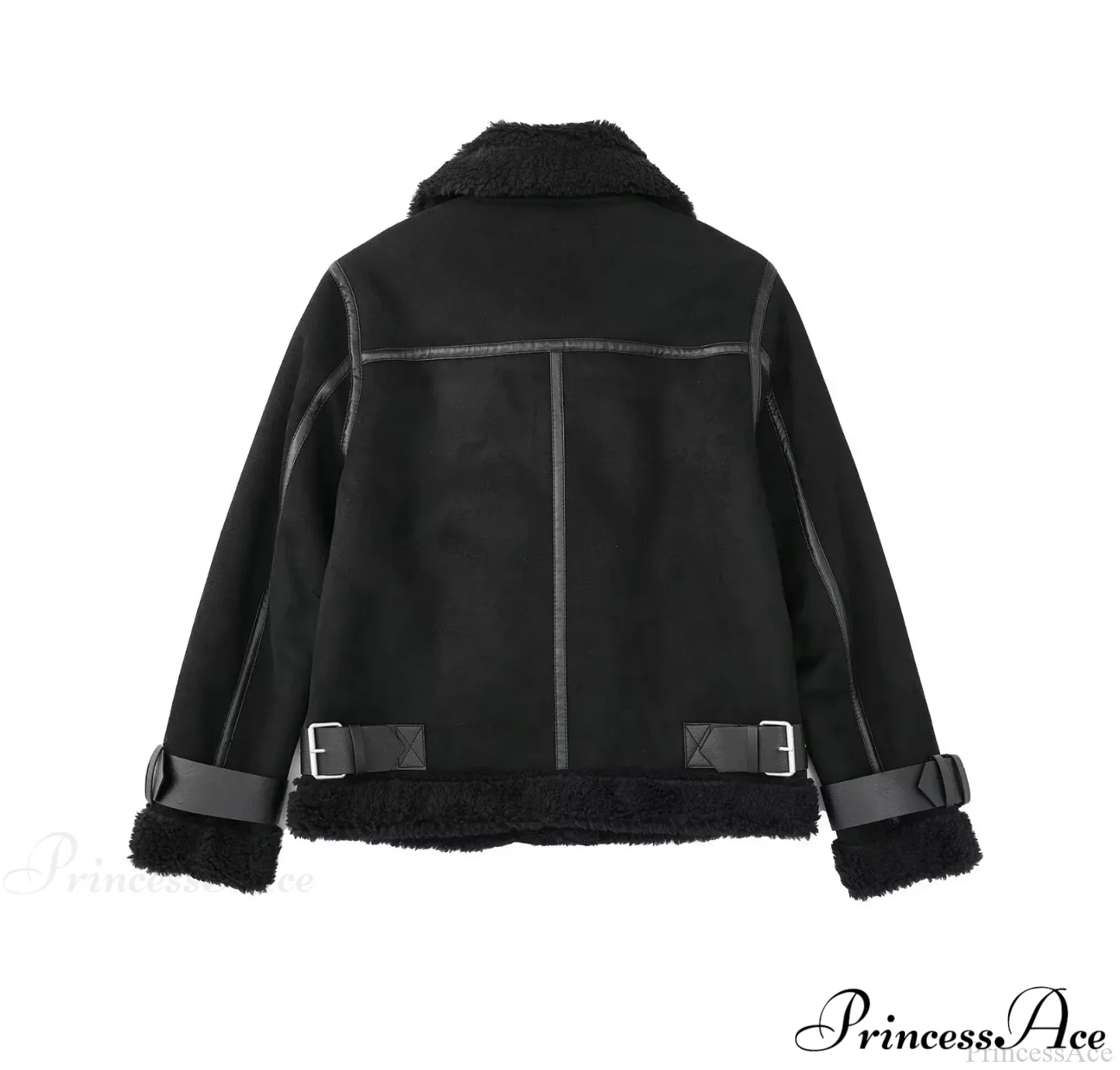 Faux Fur Stylish Double-sided Zipper Jacket - Image 13