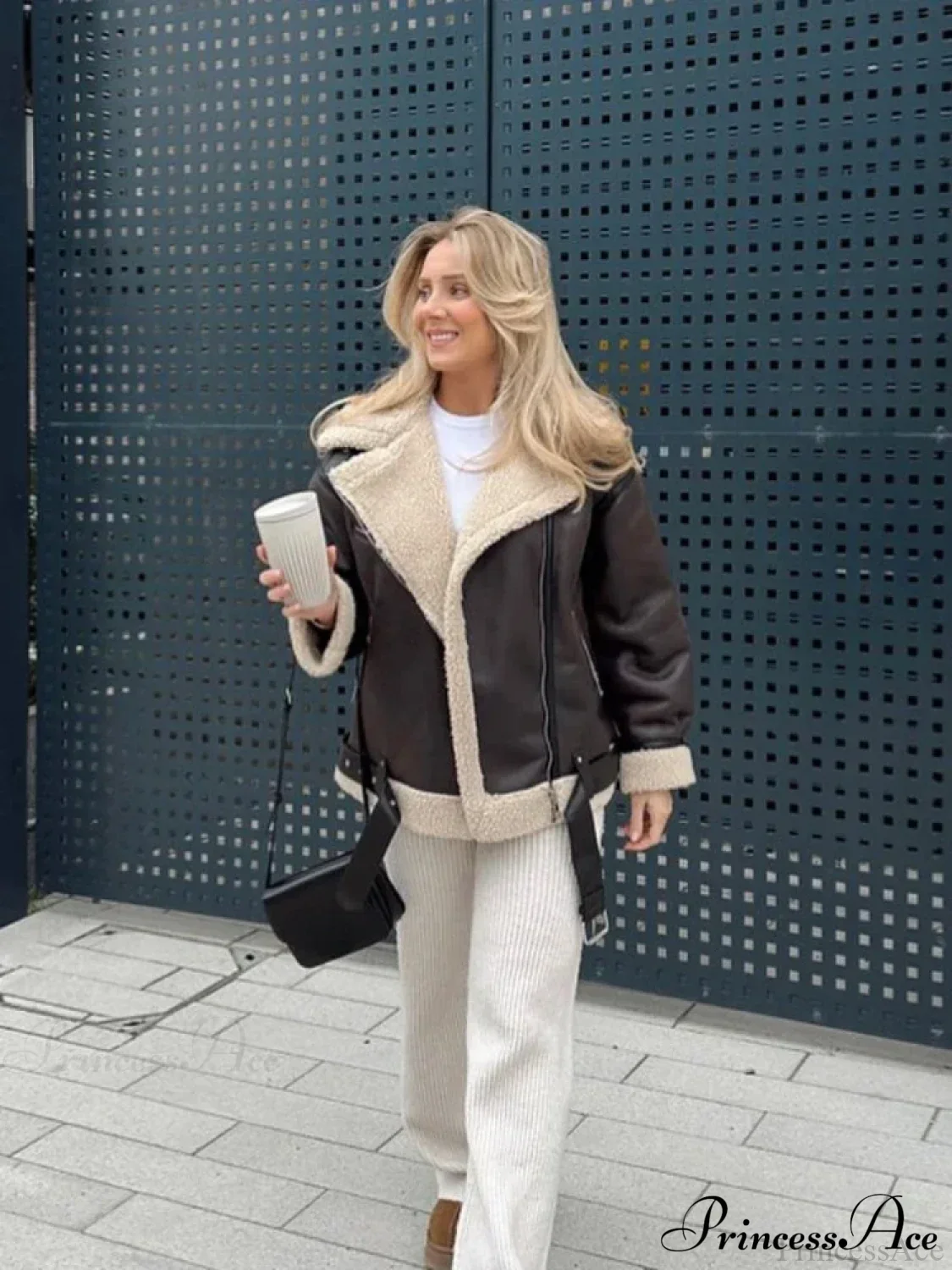 Faux Fur Stylish Double-sided Zipper Jacket - Image 4