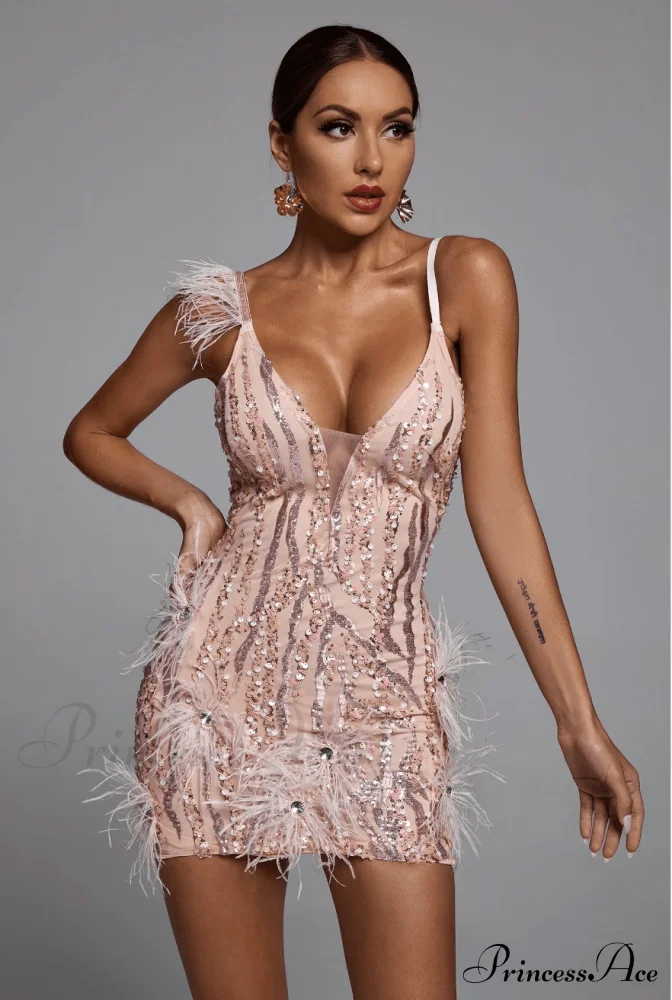 Klauda Pink Stylish Mini Dress